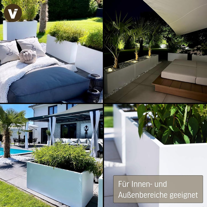 VIVANNO Blumenkübel Pflanzkübel Pflanzgefässe Übertöpfe Blumentöpfe a. Fiberglas Maxi Weiss 100cm 45