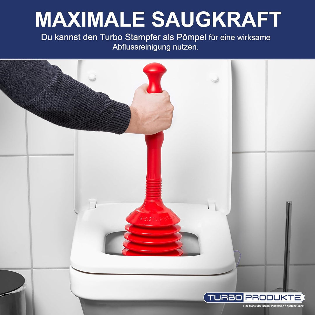 TURBO PRODUKTE Turbo Stampfer Eisblau - Pömpel rohrfrei - Saugglocke für Toilette, Waschbecken, Dusc