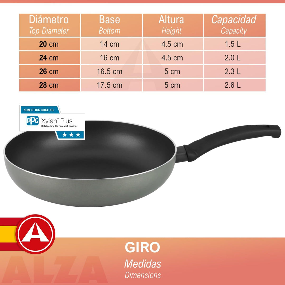 ALZA Giro - Pfannen-Set, Grau, 20 + 24 cm, dickes gepresstes Aluminium, Antihaftbeschichtung, doppel