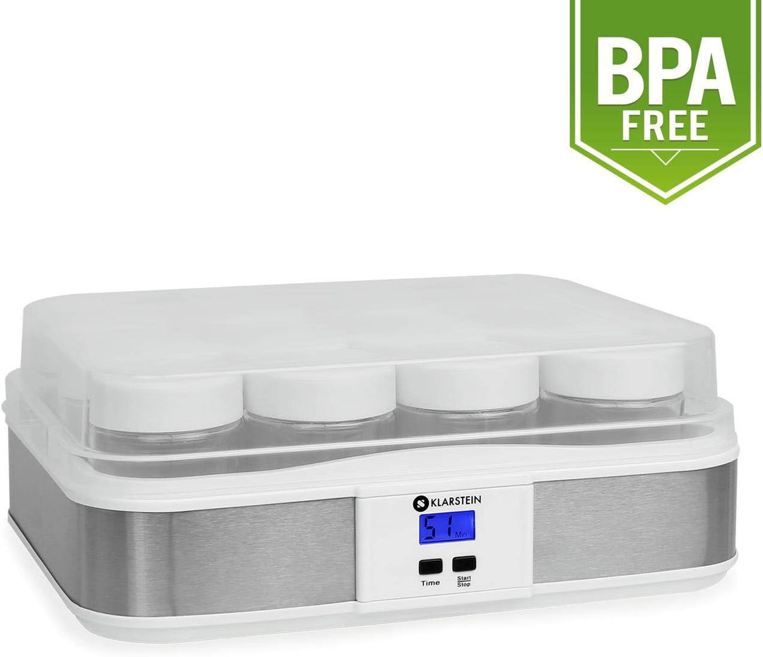 Klarstein Gaia Joghurtmaker elektrischer Joghurtzubereiter mit 12x 210ml Gläser (Timer, gesteuerte T