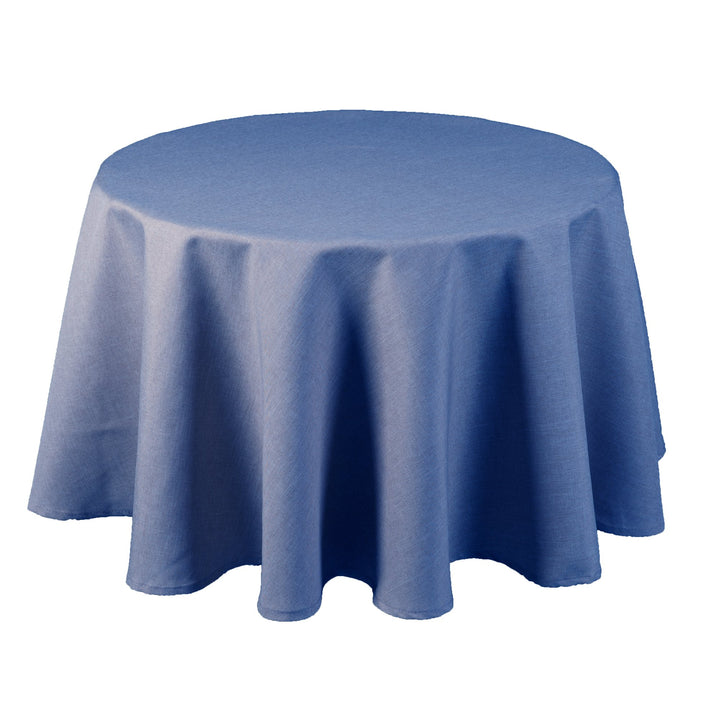 Textil Tischdecke - Leinen Optik - wasserabweisend Rund (Blau, 160 cm) Blau 160 cm, Blau 160 cm