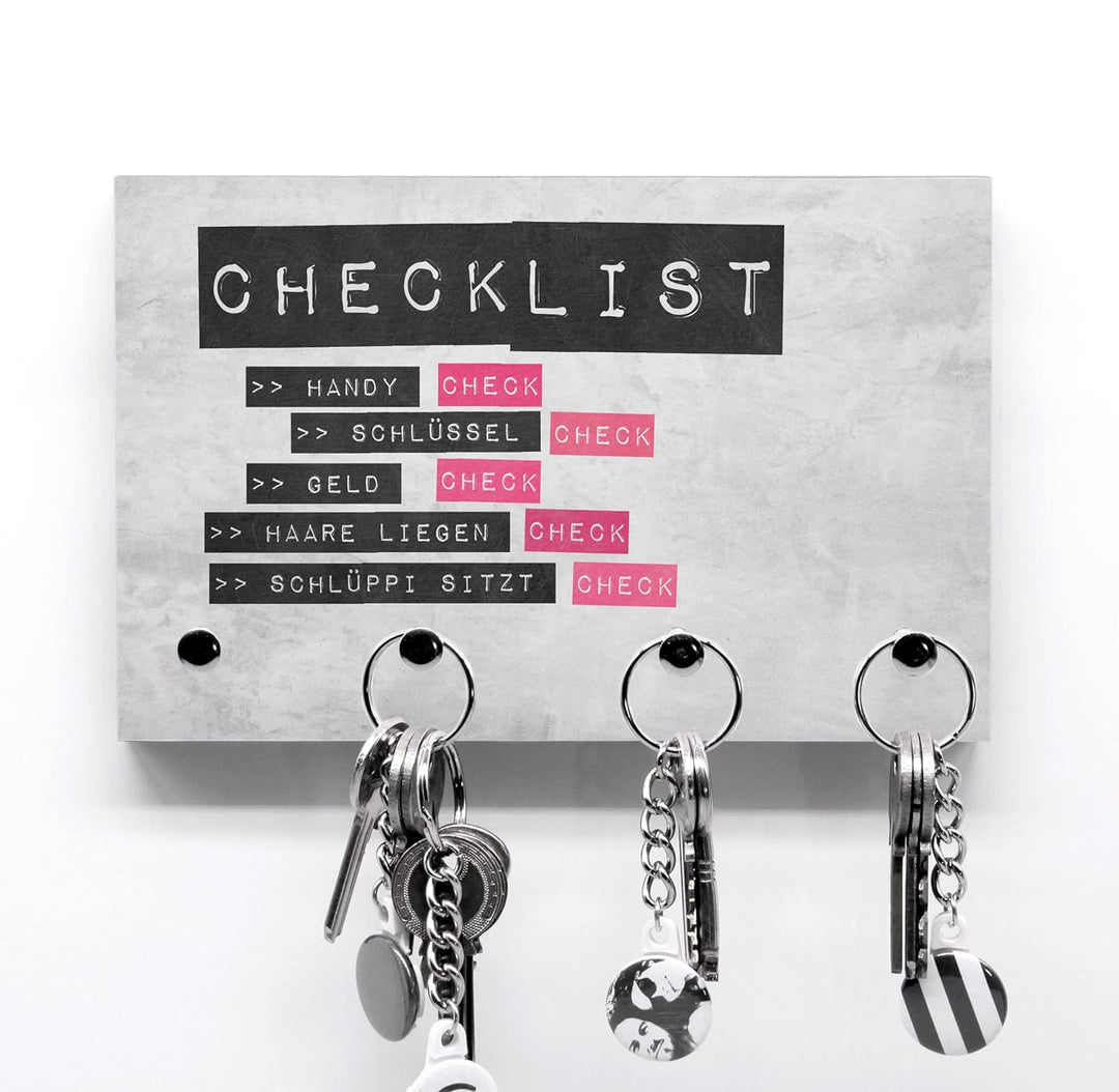 Schlüsselbrett Checklist für Frauen - Nichts mehr vergessen - Lustiges Schlüsselboard für Mädels - 4