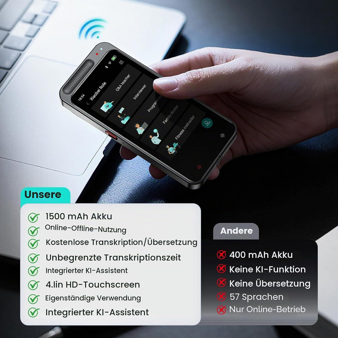 Note AI Digitales Diktiergerät mit Schreibfunktion Transkription,Zusammenfassung,Übersetzung Online