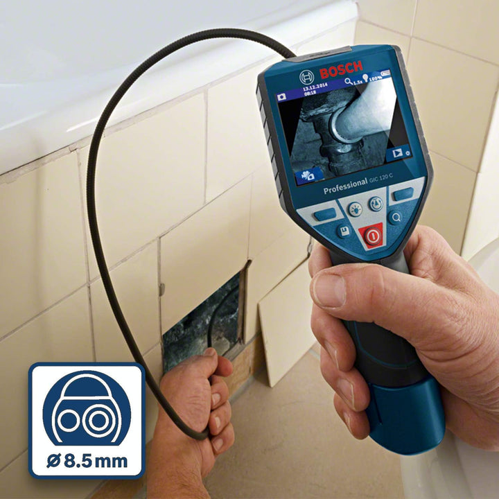 Bosch Professional Inspektionskamera GIC 120 C (Kabellänge: 120 cm, Display: 3,5’’, 4x AA-Batterie,