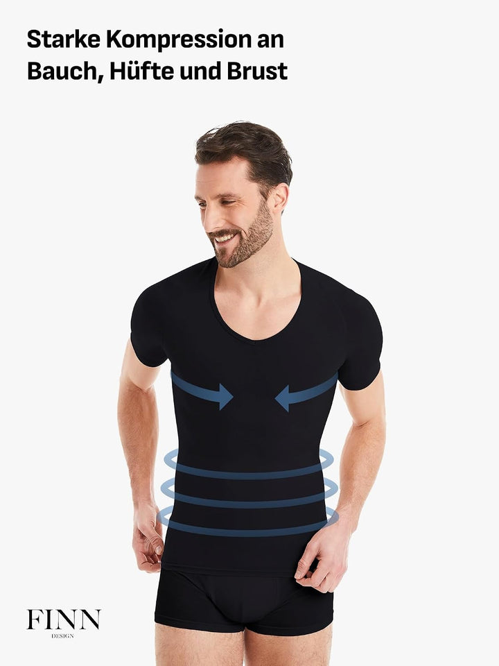 FINN Figurformendes Kompressions-Shirt Herren mit Bauchweg Effekt - Kurzarm Shapewear Unterhemd aus