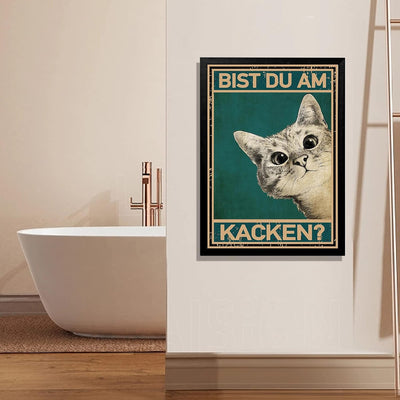 A3 Katze Bild Poster, Bist du am kacken Badezimmer Bilder, Vintage Lustige Wanddekoration für Bad WC