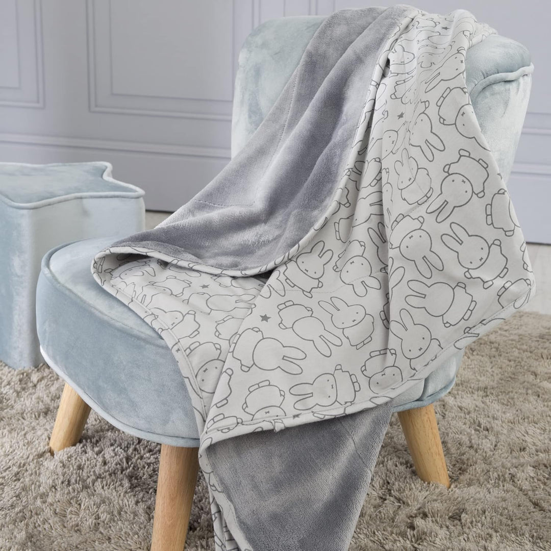 roba Babydecke miffy - 80 x 80 cm - Kinderdecke aus Baumwolle für Mädchen &Jungen mit Hasen Motiv -
