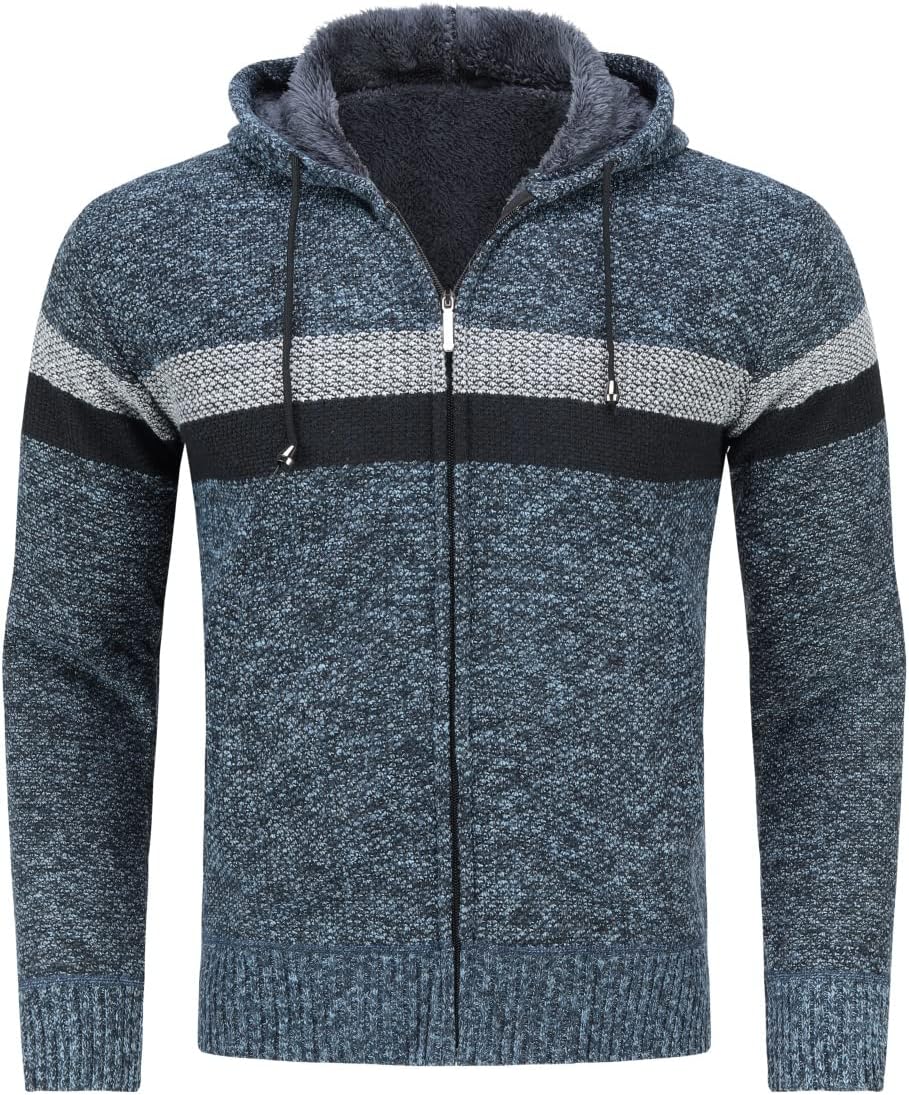 Sliktaa Strickjacke mit Kapuze für Herren Cardigan Winter Frühling Outdoor Baumwolle Jacke Pullover