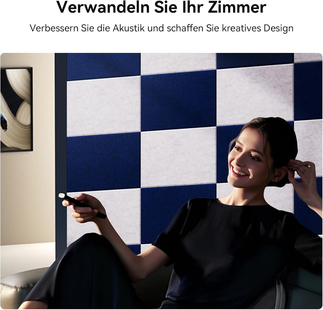 12 Stück Akustikplatten selbstklebend, Abdeckung 1.44㎡, 30*40*0.9cm, Schallschutz & Schalldämmung fü