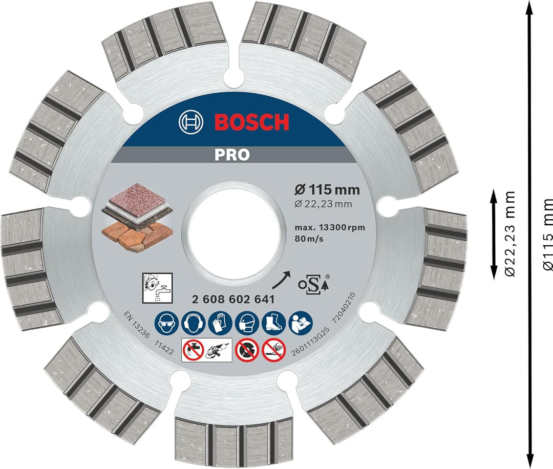 Bosch 1x PRO Multi Material Diamanttrennscheiben für 22,23‑mm-Bohrung und kleine Winkelschleifer (fü