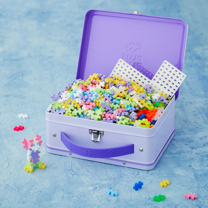 Geniales Konstruktionsspielzeug, Pastel, Bausteine-Set in praktischer Metall-Box mit Henkel, 600 Tei