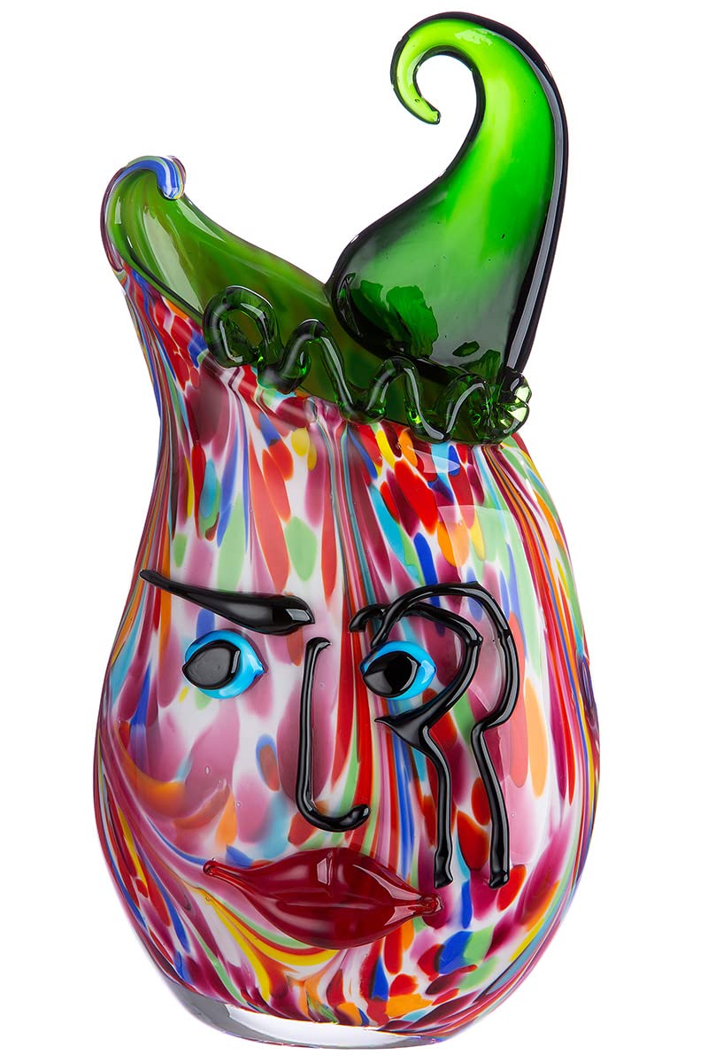 Glas Art Vase Dekovase Gesichtsvase - Deko Wohnzimmer - Geschenk für Frauen Geburtstag - Farbe: Mehr