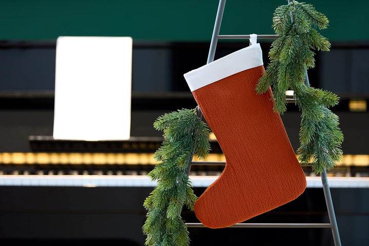 KraftKids Weihnachtsstiefel in Doppelkrepp Rot Herbstrot, Nikolaus Stiefel aus 100% Baumwolle, 36 cm