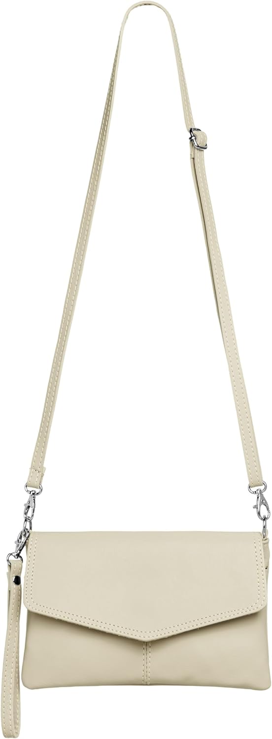 Caspar TA322 Damen Nappaleder Clutch Beige, Beige