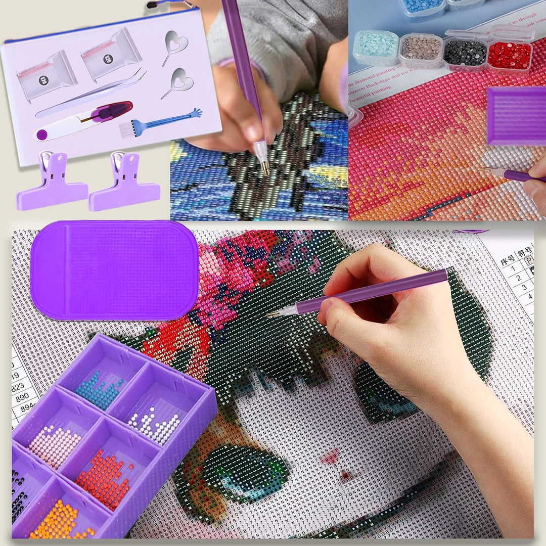 161 Stück All-Inclusive Diamant Malerei Werkzeug Set Diamond Art Zubehör Kit mit A4 Diamant Painting