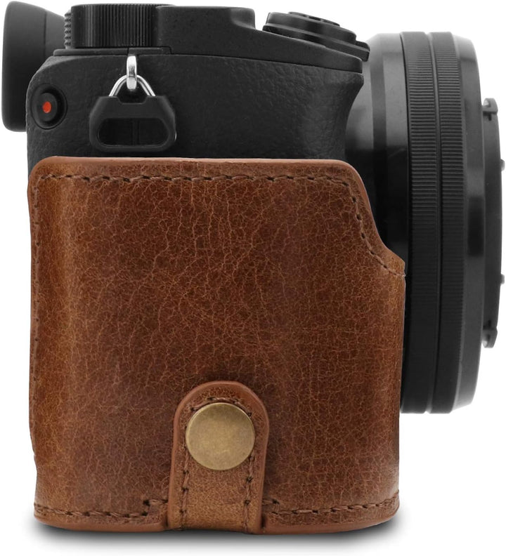 MegaGear Ever Ready Echtleder Kameratasche mit Trageriemen kompatibel mit Sony Alpha A6100, A6400 (1