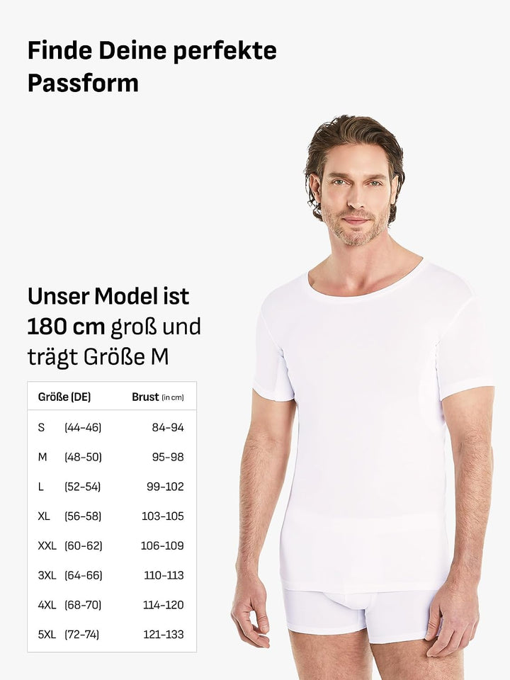 FINN Anti-Schweiss Shirt Herren mit Rundhals und integrierten Achselpads gegen Starkes Schwitzen - A