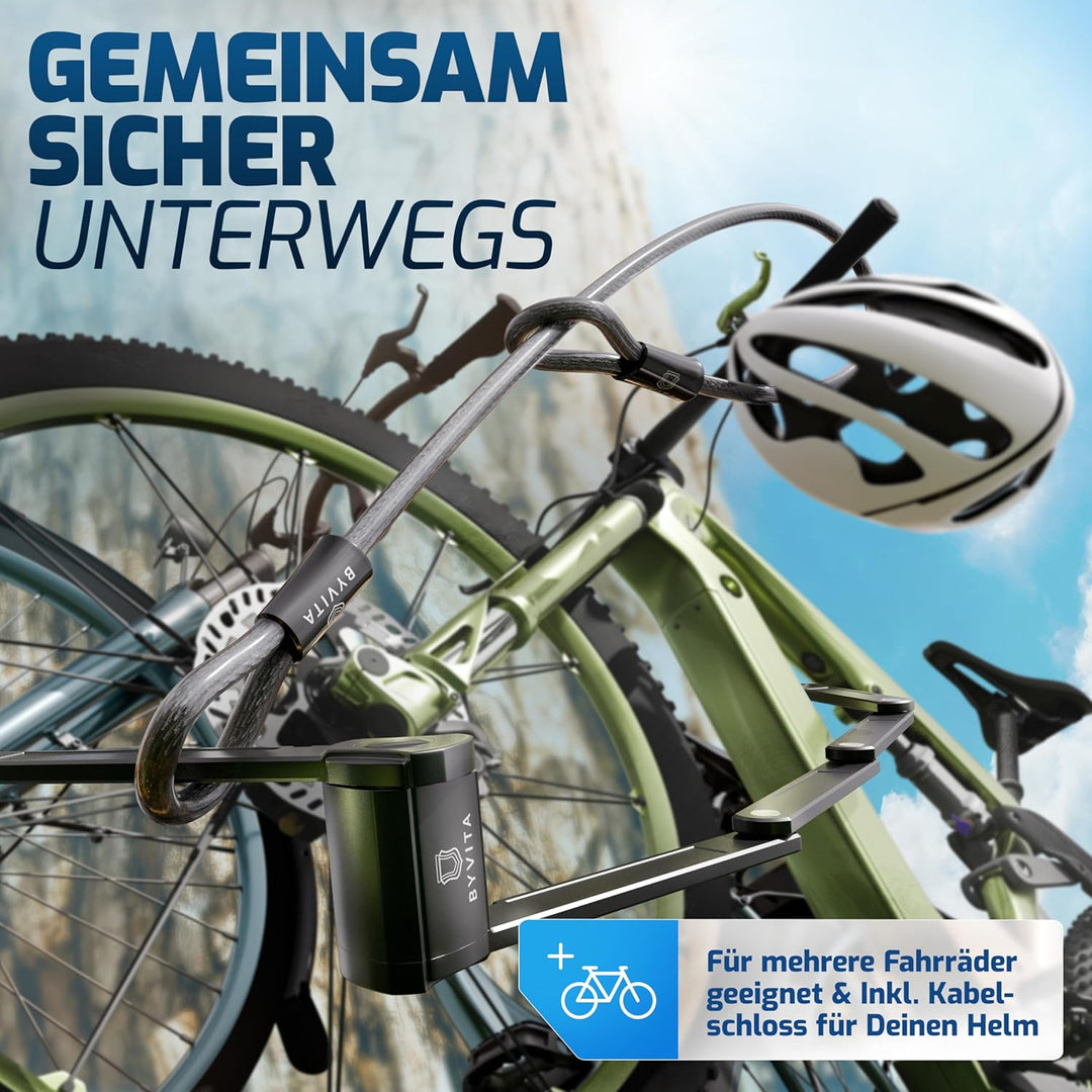 BYVITA Faltschloss Fahrrad 120cm inkl. Kabelschloss, Halterung & Zubehör | Fahrradschloss Faltschlos