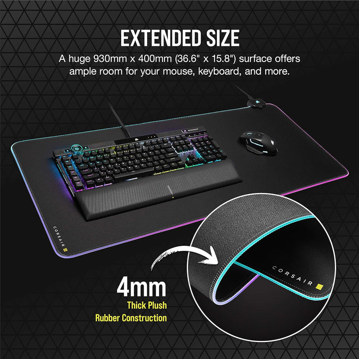 Corsair MM700 RGB Extended Cloth Gaming-Mauspad - 930mm x 400mm - 360° RGB-Beleuchtung - Zwei USB-Po