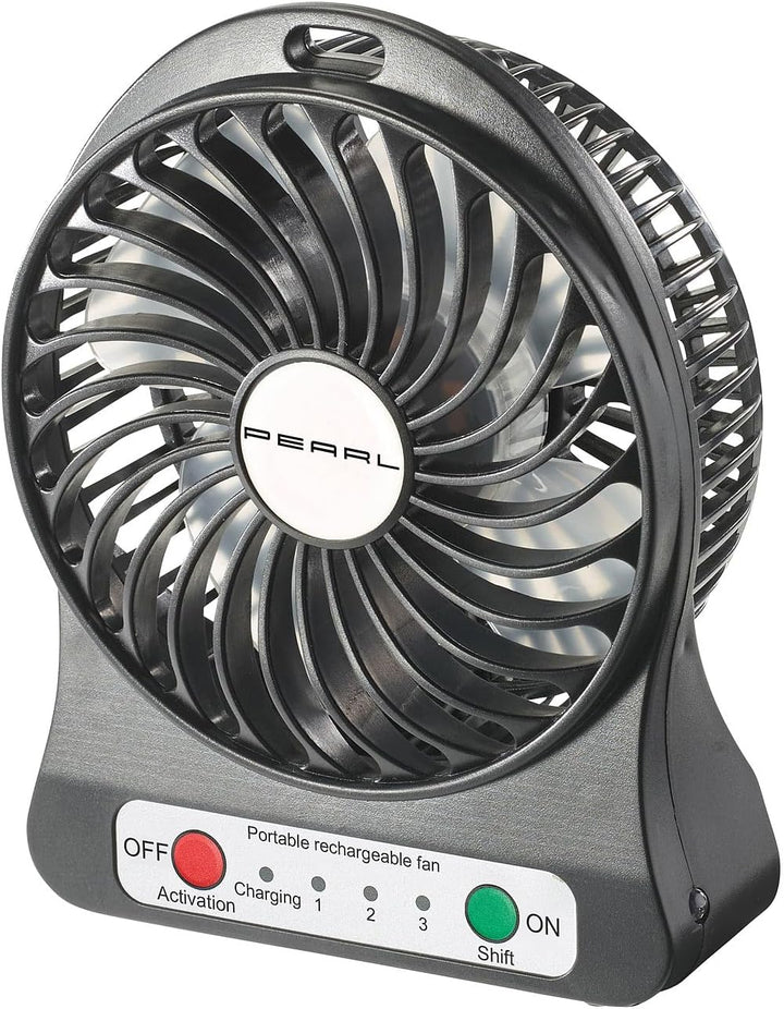 PEARL Tischventilator Akku: 2er-Set 2in1 Akku-Tisch-Ventilator mit LED-Leuchte, 1.300 mAh (Kfz Venti