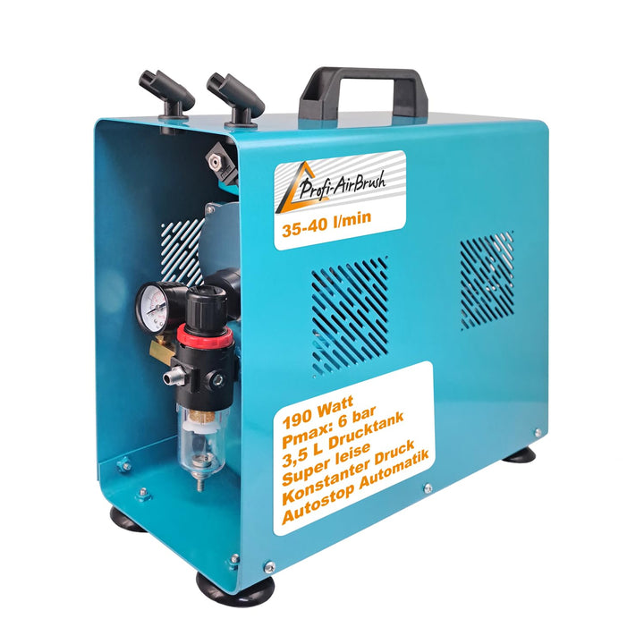 AirBrush Kompressor Duo-Power II-C - Das Airbrush-Kit mit Doppel/Zweizylinder mit Schutzgehäuse für