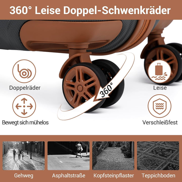 KONO Koffer Trolley Reisekoffer aus ABS+PC – Leichter Hartschalenkoffer mit 4 Zwillingsrollen und TS
