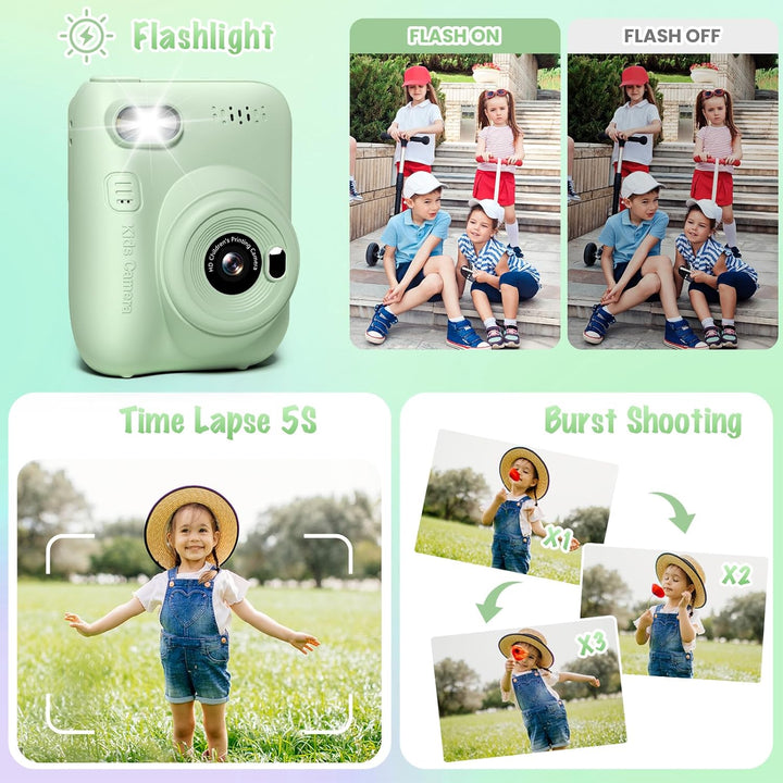 Gofunly Sofortbildkamera Kinder, 3.0 Zoll Bildschirm Kinderkamera Sofortbildkamera mit 32GB Karte &
