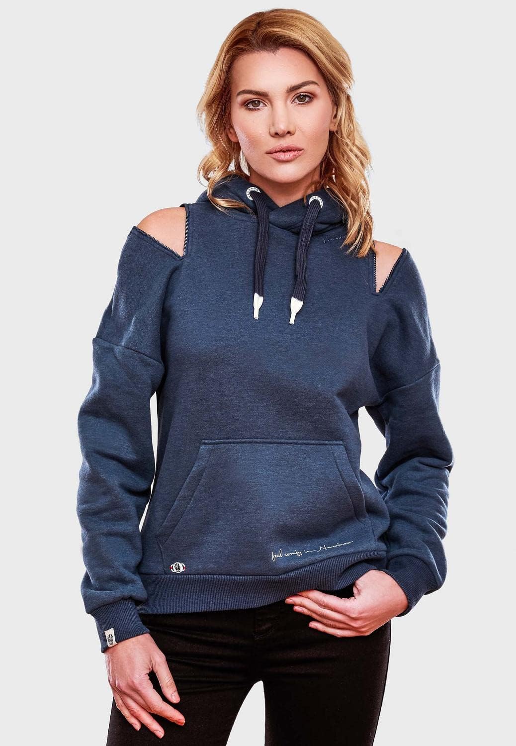 Navahoo Damen Sweatshirt Kapuzenpullover Hoodie Oversized Zuckerbärchen XS-XXL S Dusty Blue, S Dusty