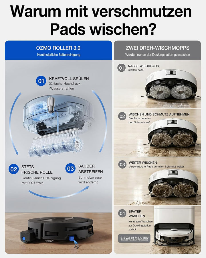 ECOVACS DEEBOT T90 MAX Omni Saugroboter mit Wischfunktion, 30.000 Pa Blast