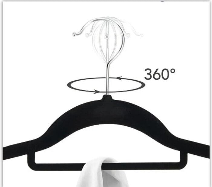 50 Stück Schwarz - Samt - Anti-Rutsch-Kleiderbügel rutschfest Anzugbügel - Samtbügel inkl Krawattenh