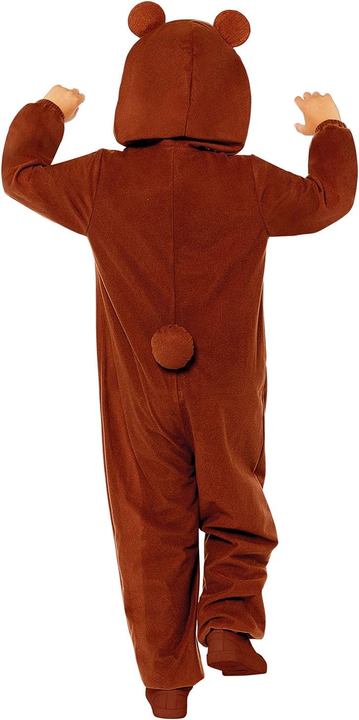amscan 9908806 9908806-Kinder Einteiler Bär Motiv Druck 3-4 Jahre, Tierdruck, Braun, 3-4 Jahre