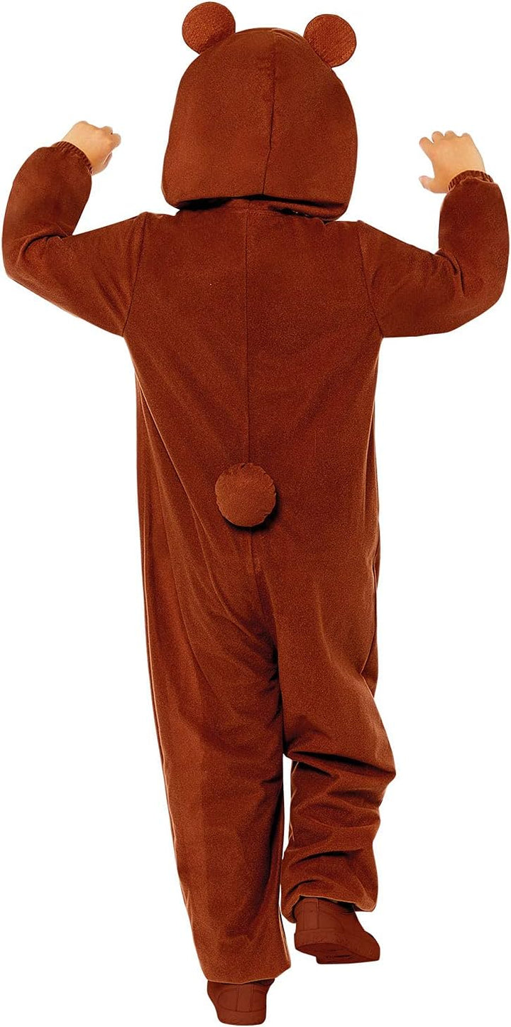 amscan 9908806 9908806-Kinder Einteiler Bär Motiv Druck 3-4 Jahre, Tierdruck, Braun, 3-4 Jahre