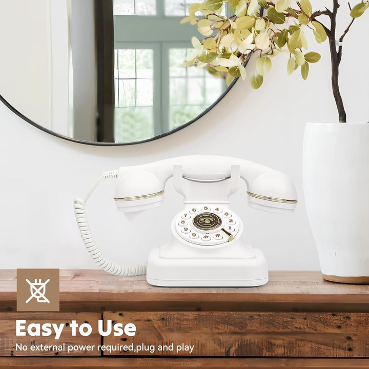 Sangyn Retro Festnetztelefone, Klassisches Schnurgebundenes Telefon mit Wählscheibe, Einstellbare La