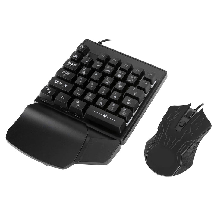 Einhändiges mechanisches Gaming-Tastatur-Maus-Set, 35 Tasten 7-Farben-Hintergrundbeleuchtung E-Sport