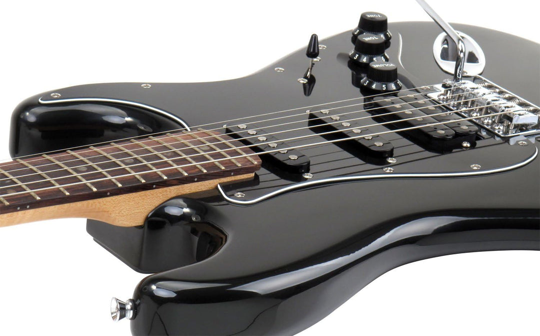 Rocktile Pro ST60-BK E-Gitarre schwarz (1 Humbucker, 2 Single Coils, 22 Bünde, Rosenholz Griffbrett,