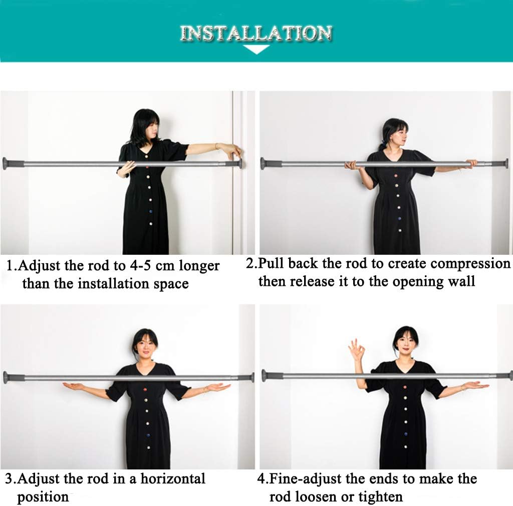Teleskopstange Ohne Bohren, 378-430cm Ausziehbare Edelstahl Duschvorhangstange für Grosse Fenster/Du