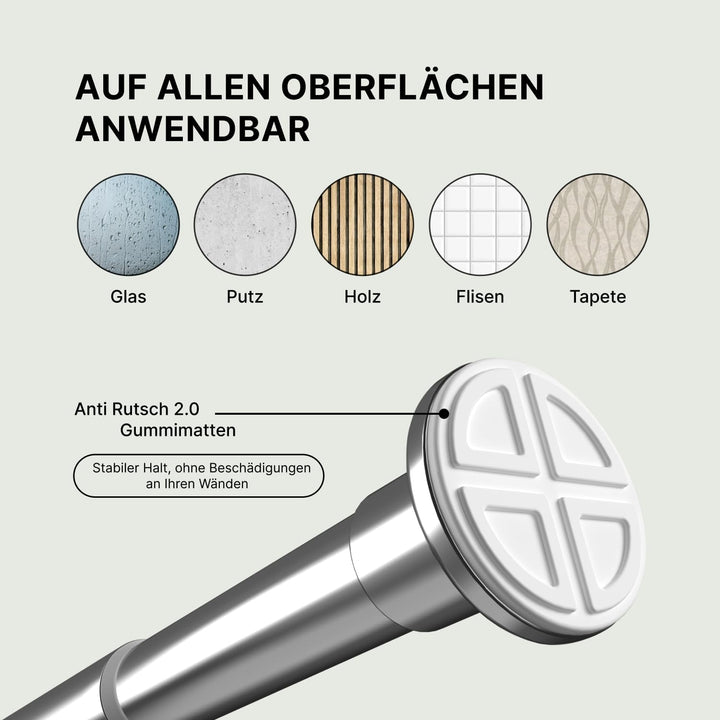 MEISENBERG Gardinenstange ohne Bohren 70-120cm - Teleskopstange Vorhang - Duschstange - Edelstahl -