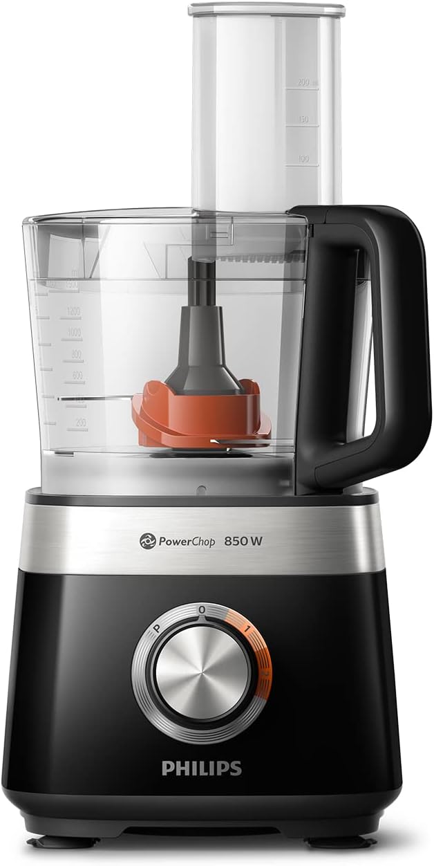 Philips HR7530/10 Küchenmaschine Viva Collection (850 W, 29 Funktionen, 2L Füllkapazität, 2-in-1 Sch
