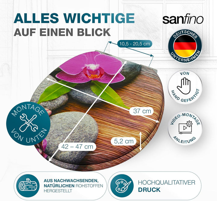 Premium WC Sitz mit Absenkautomatik – hochwertige Toilettendeckel aus Holz, viele bunte Motive, hohe