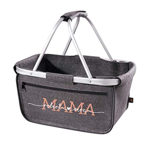 personalisierter Einkaufskorb für Mama mit Kindernamen Schrift in Schrift, Geschenk Oma, Geschenk Mu