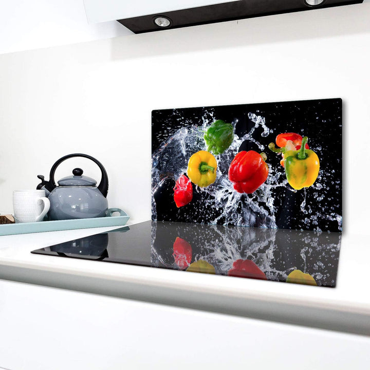 TMK | Herdabdeckplatte 90x52 cm Glas Ceranfeldabdeckung Induktion Herdschutz Spritzschutz Glasplatte