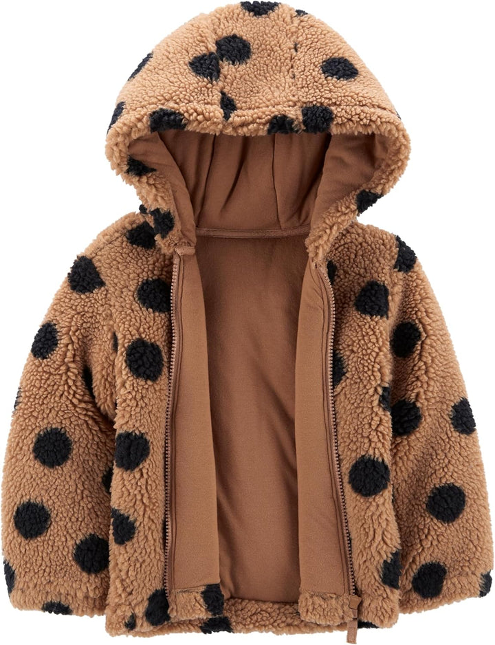 Simple Joys by Carter's Mädchen Hooded Sherpa Jacket Jacke 2 Jahre Braun Schwarz Tupfen, 2 Jahre Bra