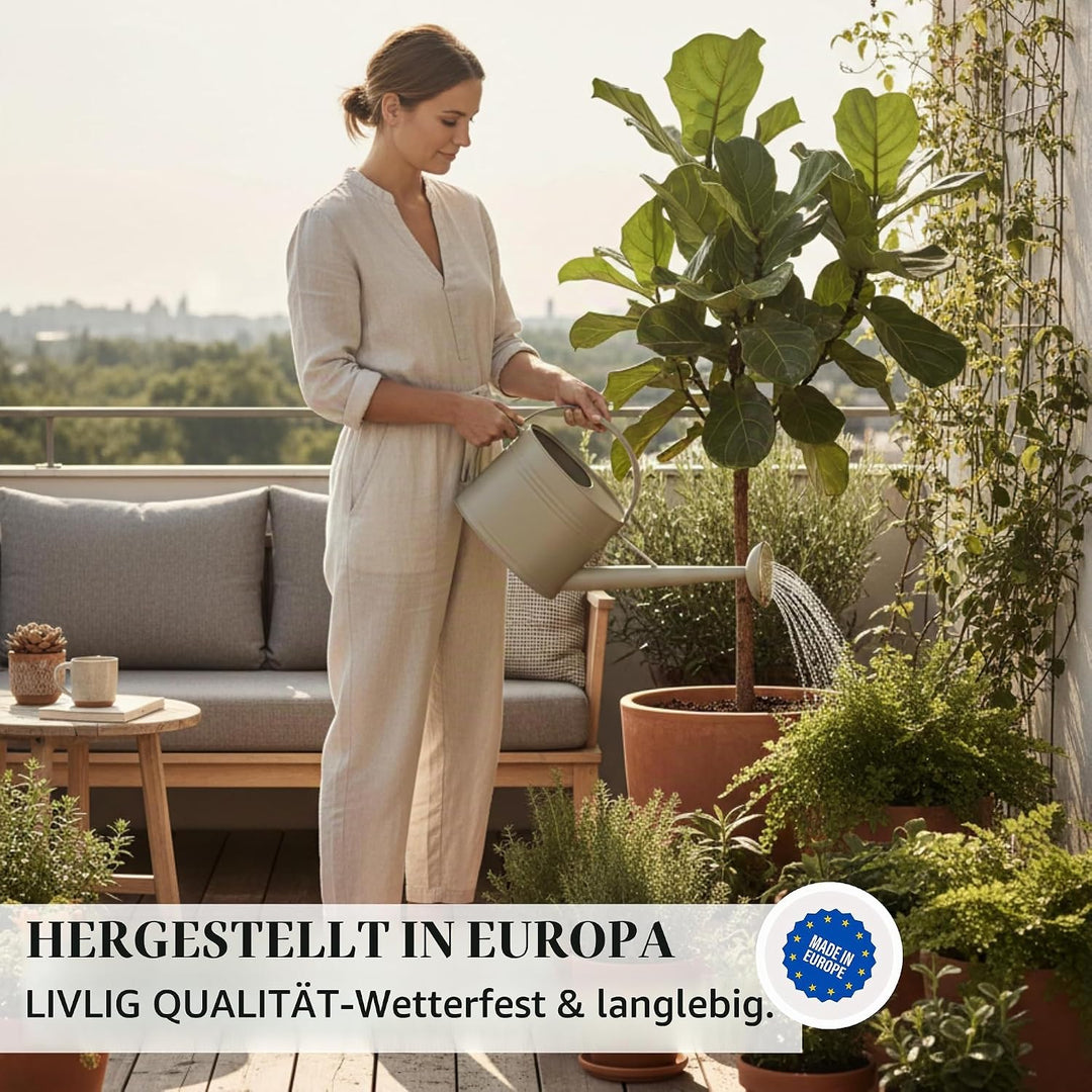 LIVLIG Giesskanne 5 Liter, Blumengiesskanne für Garten &amp; Balkon, Hochwertige Metallgiesskanne 5L aus