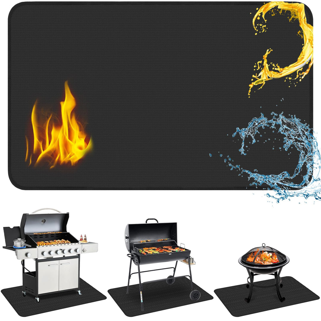 Feuerfeste Unterlage, 180x100cm Faltbare Grillmatte Hitzeschutzmatte, Bodenschutz Grillunterlage, 3