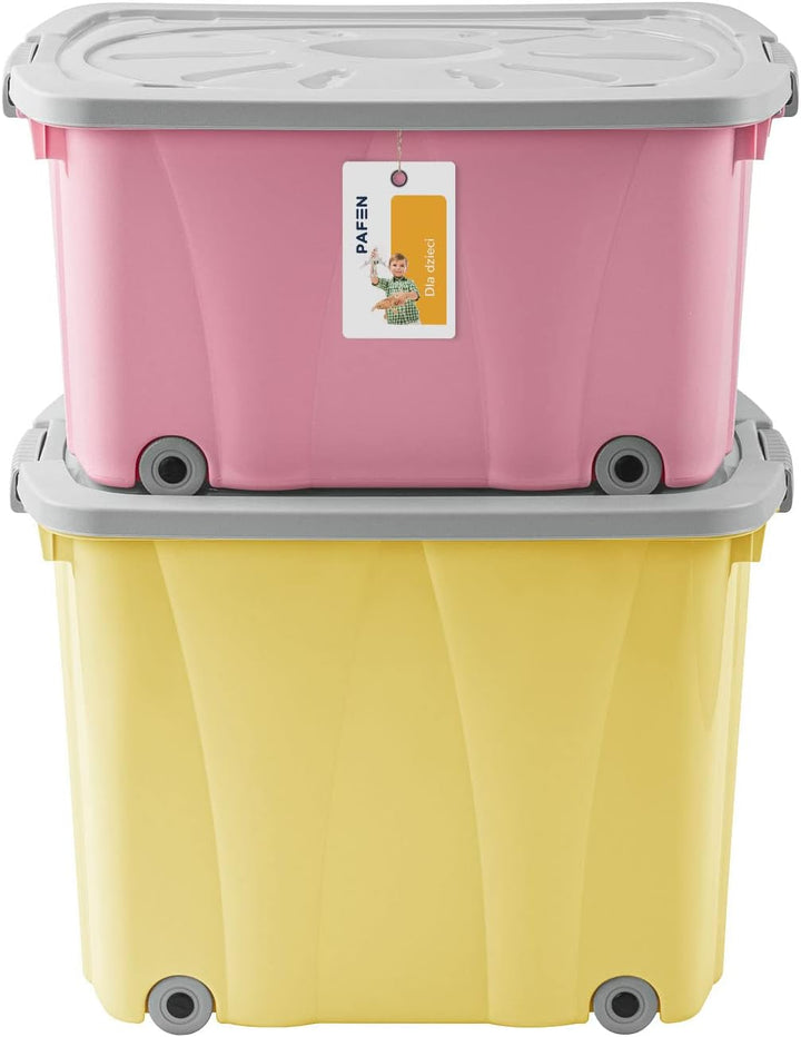 PAFEN Piraten Spielzeugkisten SET – 2x Schatzkiste 49l + 62l mit Rollen - Spielzeugbehälter Aufbewah