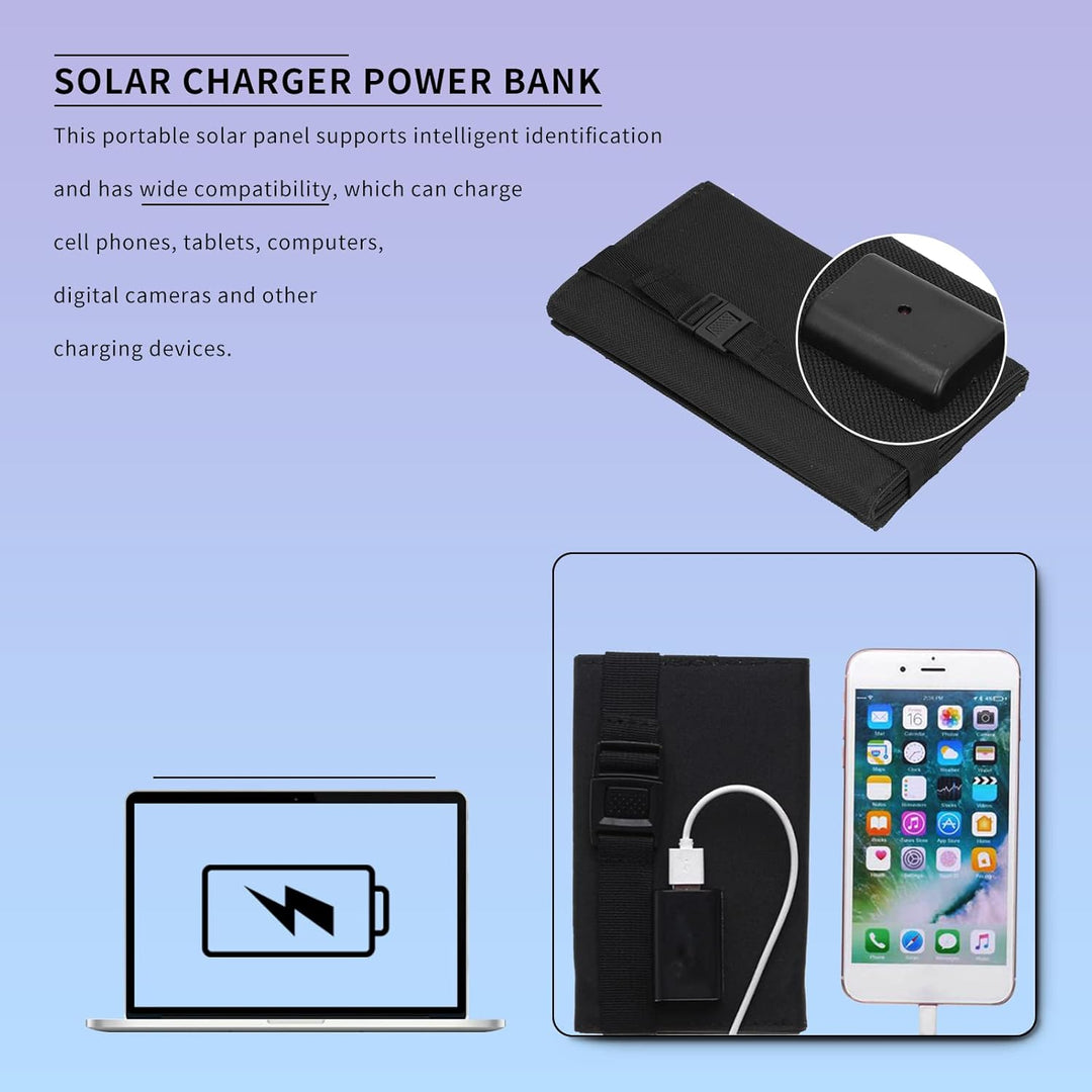 20W Tragbares Solarpanel, Faltbares USB-Solarpanel-Ladegerät, IP65 Wasserdicht, USB5V-Ausgang, Entfa