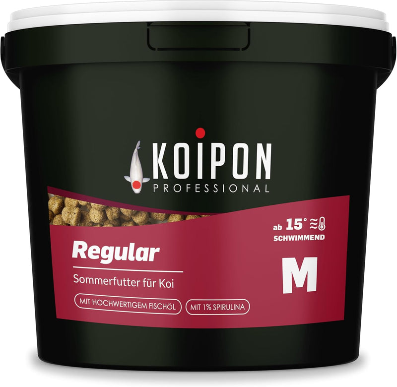 KOIPON Regular 15 kg Koifutter Sommer, schwimmend, 6% Spirulina, Teichfutter 6 mm Pellets, Koifutter
