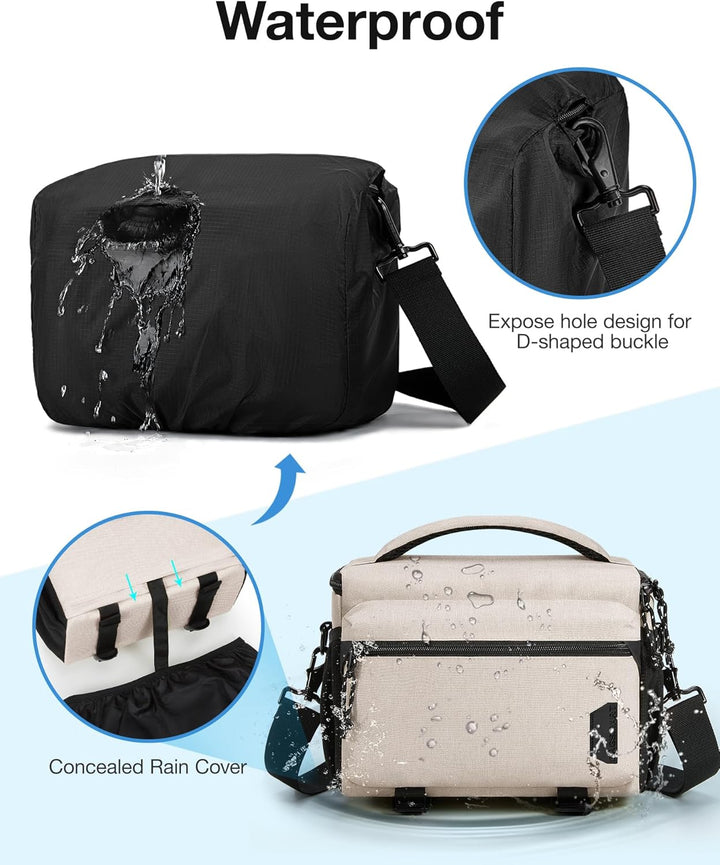 bagsmart SLR DSLR Kameratasche Wasserdicht Fototasche für Spiegelreflexkamera mit Regenhülle,Kleines