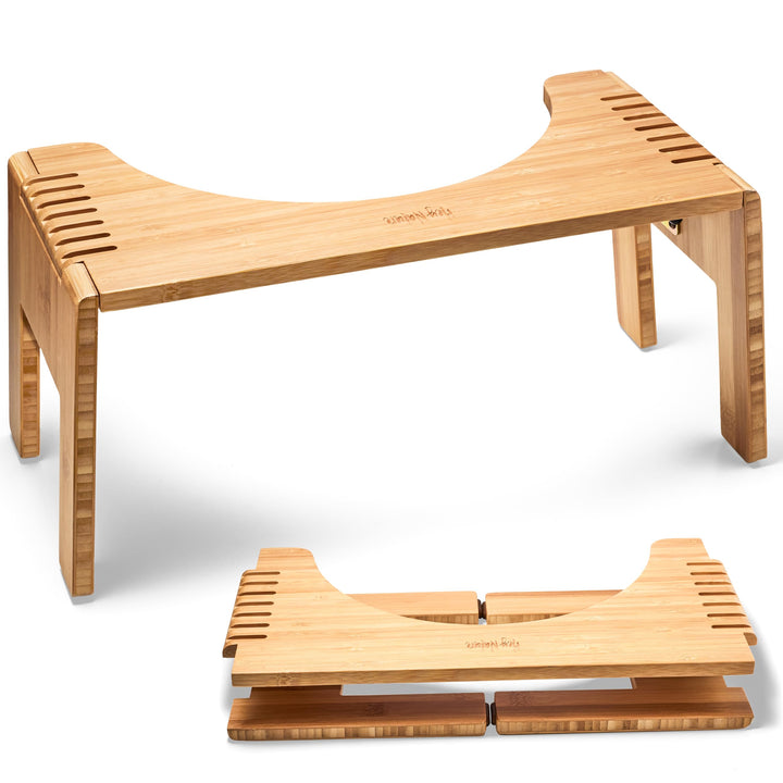 Hey Nature Hoca Holz Mobil Toilettenhocker klappbar aus FSC Bambus gegen Hämorrhoiden, Verstopfung &