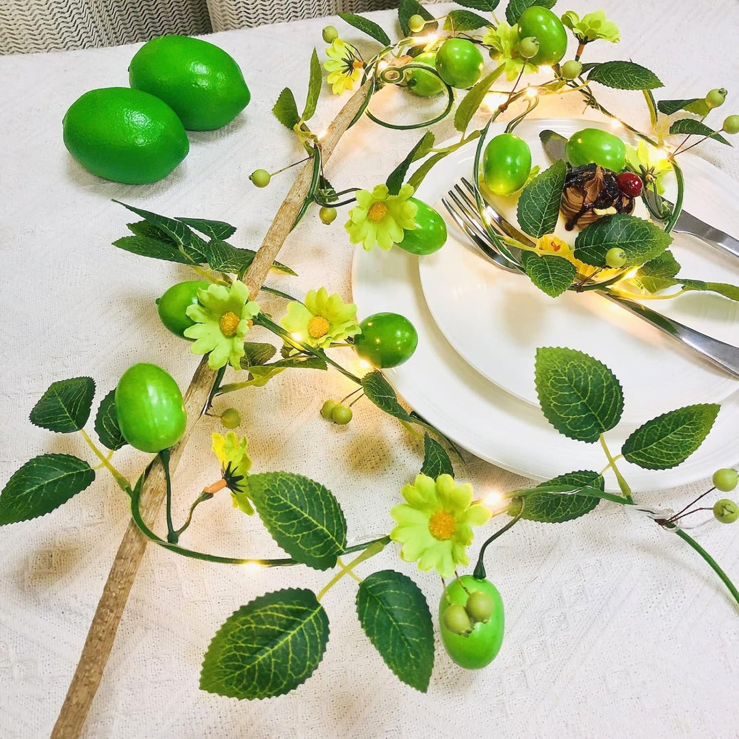 Riaxuebiy 2 Stück Künstliche Zitronen Girlande Zitronenrankenpflanzen Künstlichen Früchten Blumen Be